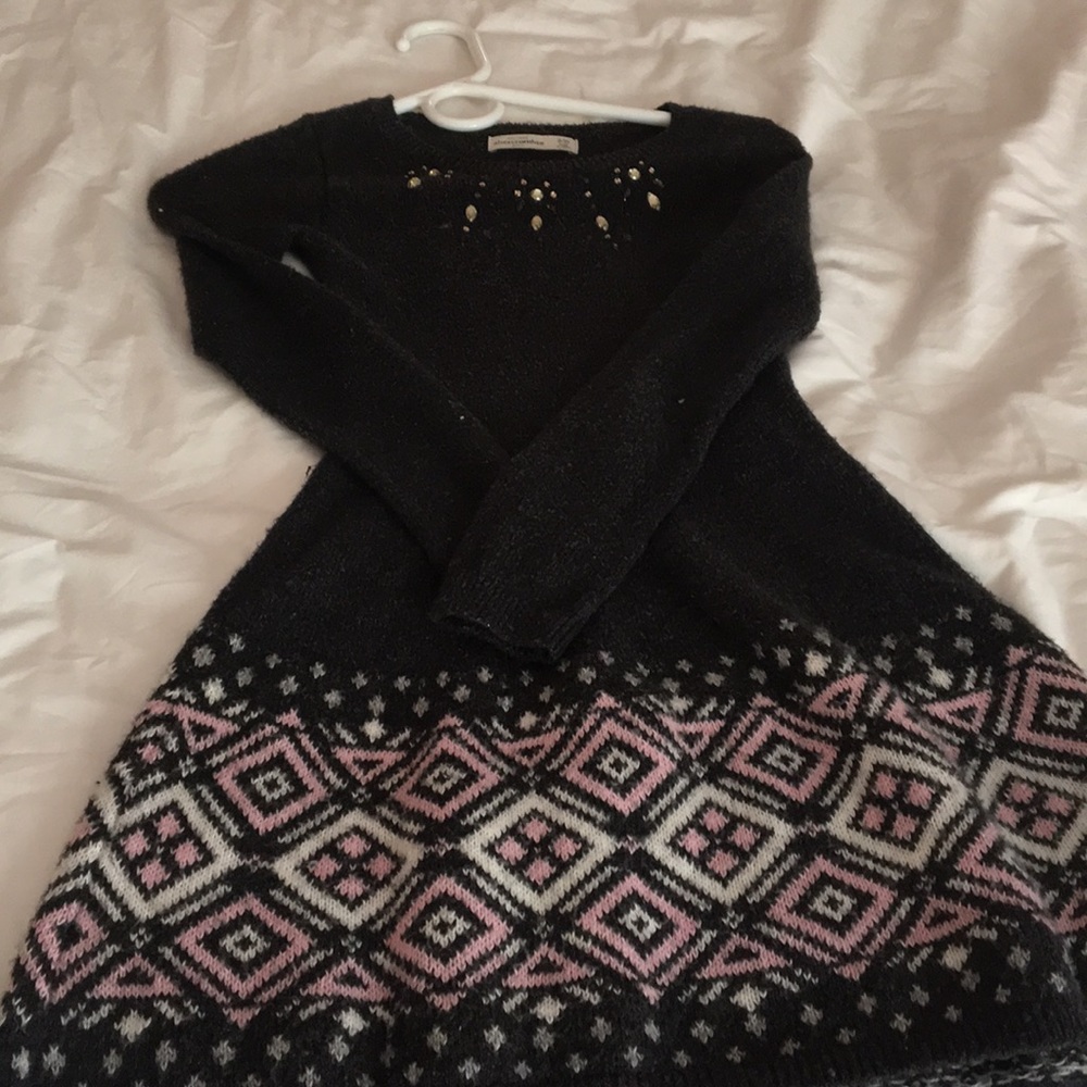 Gray pink and white dress
